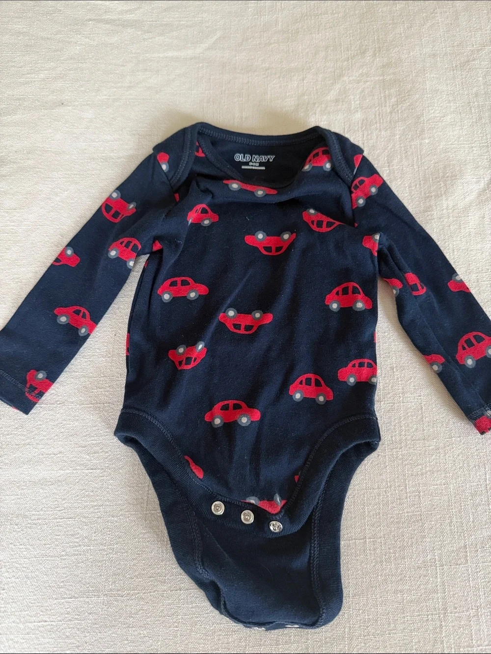 Old Navy Navy Blue Long-Sleeve One-Piece with Red Car Pattern